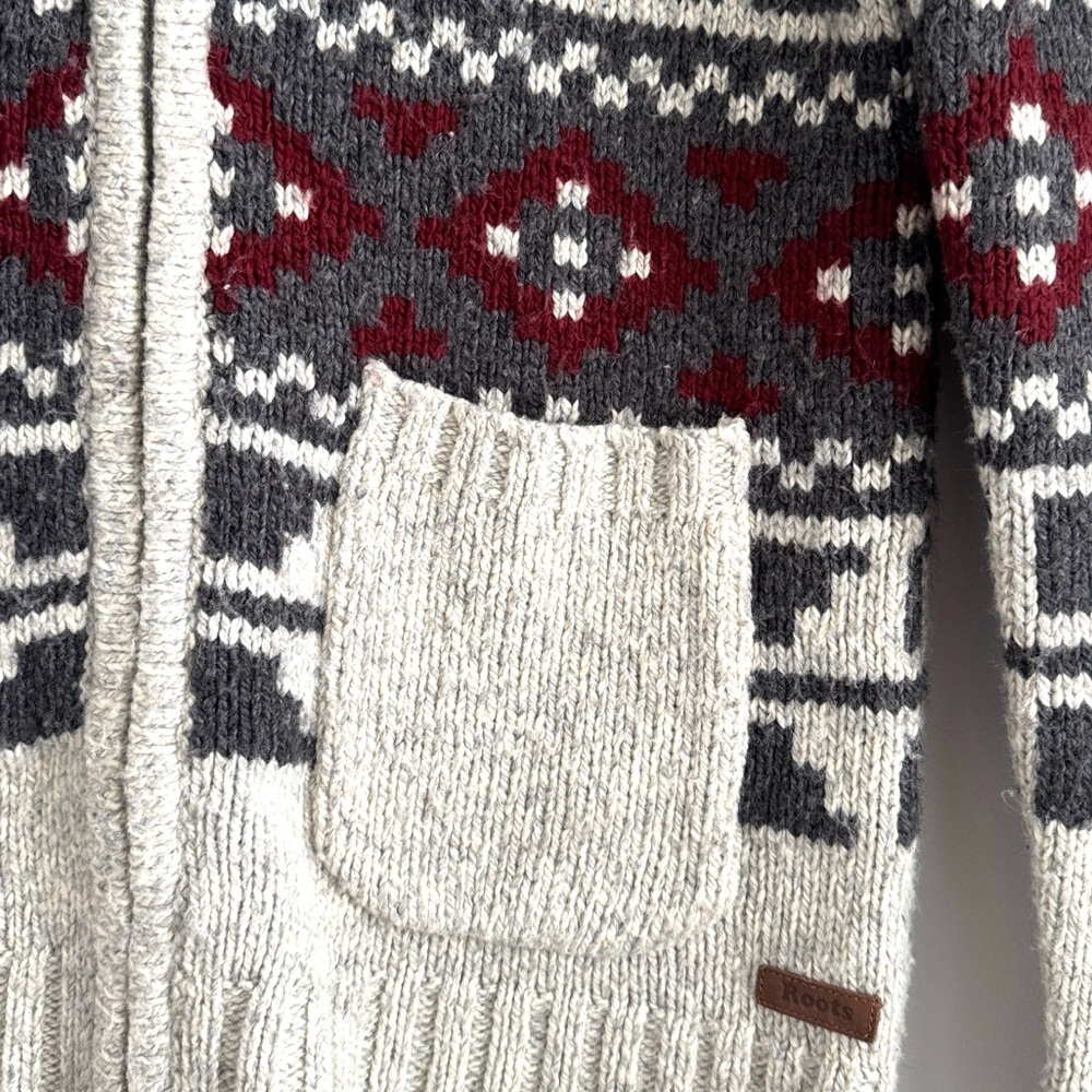 Roots Full Zip Knit Cardigan Sweater Wool Blend Size S - Picture 4 of 7